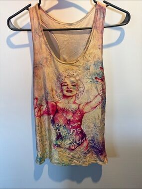 Graphic Marilyn Tank Top in Cream and Pink Size: 10